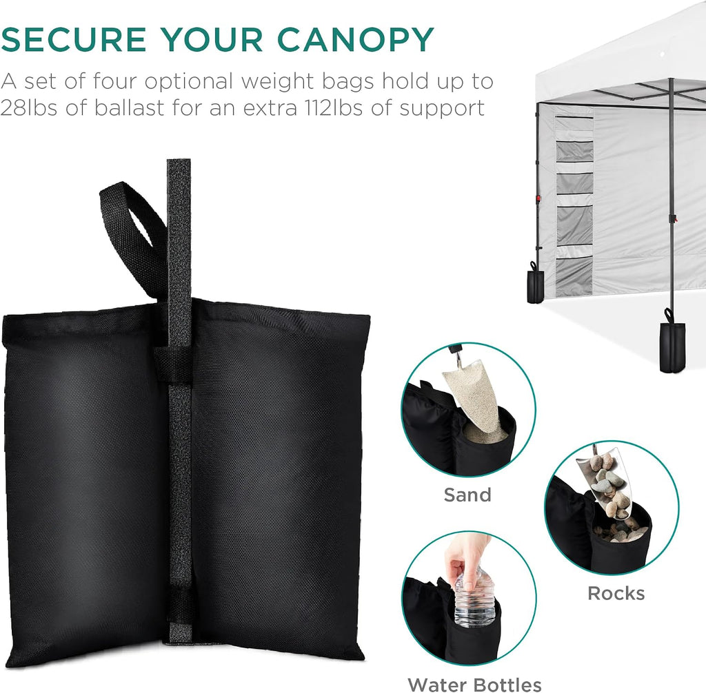 Best Choice Products 10x10ft Pop Up Canopy Tent with Sidewall, 1 Person 1 Minute Set Up, Carry Case, 4 Weight Bags - White