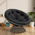 Bme 46' Large Size Ergonomic Wicker Papasan Chair with Soft Thick Density Fabric Cushion, Bee-Designed Base, High Capacity Steel Frame, 360 Degree Swivel for Living, Bedroom,...