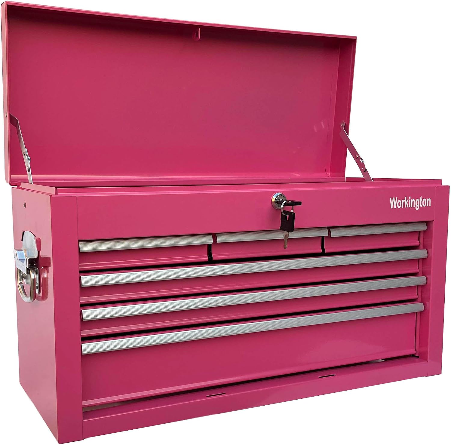 Workington Portable Metal Tool Chest with 6 Drawers, 24' 6-Drawer Tool Chest Cabinet with Ball Bearing Drawer Slides, Steel Tool Storage Box Organizer 4005 Pink