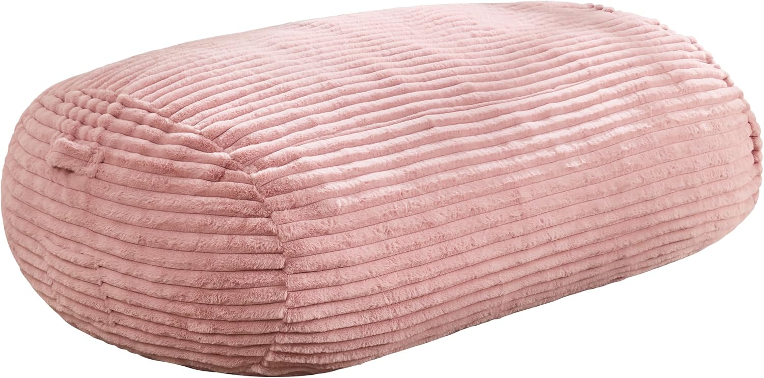 Hobestluk 5FT Bean Bag Chairs Adult Bean Bag with Portable Handle Comfy Large Bean Bag Lounge Chair with Removable Cover for Living Room Bedroom (Stripe Pink, 5FT)