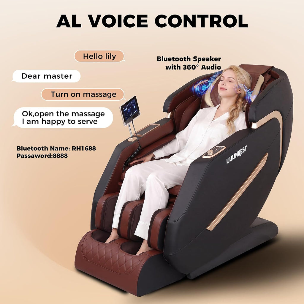 2026 4D Massage Chair Full Body, Zero Gravity Massage Chair with SL-Track & Heating, Massage Shiatsu Recliner Chair with Smart Voice Control, Touchable Screen, Airbags (Brown)