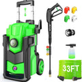 Electric Pressure Washer 5000PSI, Heavy Duty Power Washer Electric Powered, with 4 Nozzles,Foam Cannon,33FT Hose and 500ml Soap Bottle,Car Wash Machine/Car/Driveway/Patio Clean,Green