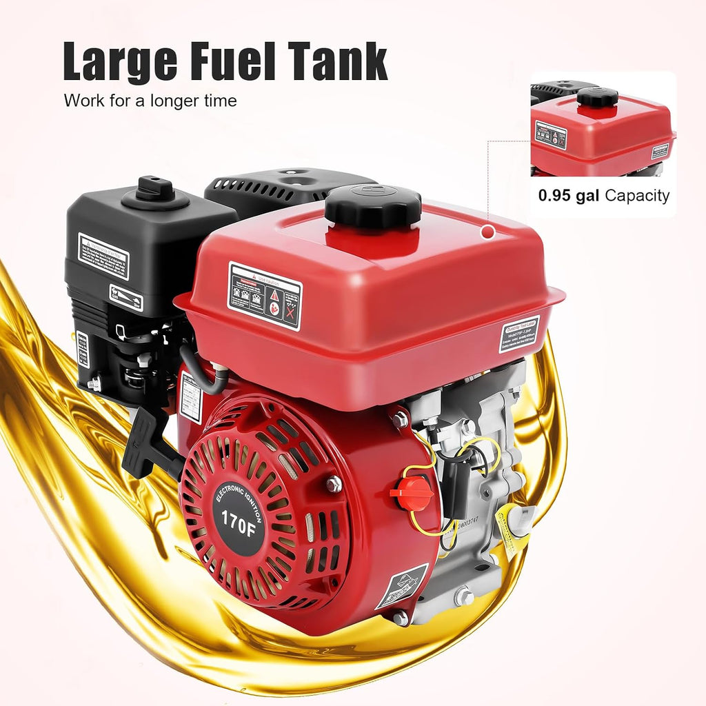 212cc 7.5HP Gas Power Household Engine Petrol Motor, 4-Stroke Pull Start Gas Engine Irrigation Air-Cooled Petrol Motor, 3000W Generator Gas Power Engine Motor for Garden Yard Irrigation