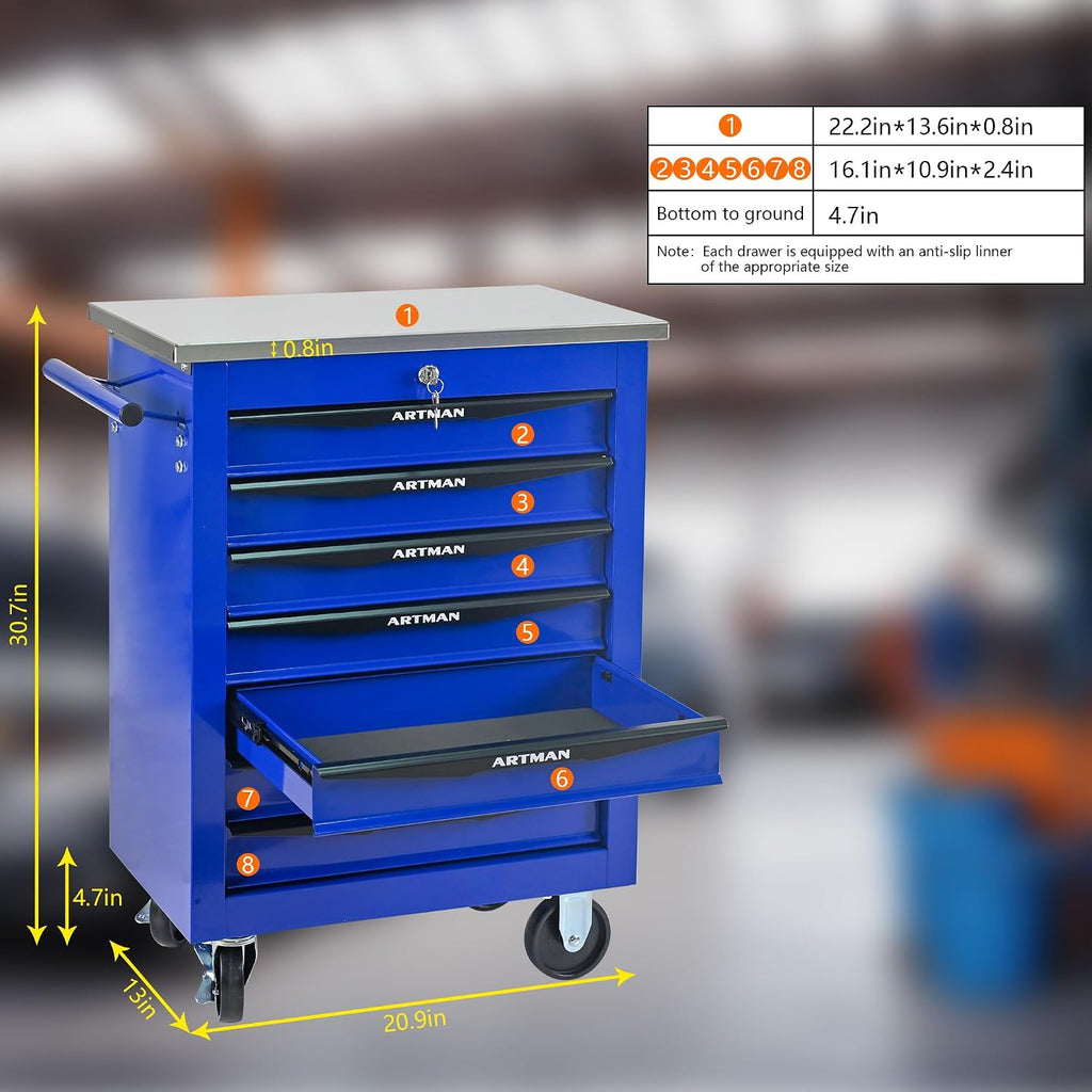 Campfun Tool Cart on Wheels 7 Drawers Rolling Tool Chest Workbench, Metal Tool Cabinet with Extra 7 Tool Storage Boxes, Tool Chest Combo Portable Mechanic Tool Cart for Garage Workshop Warehouse