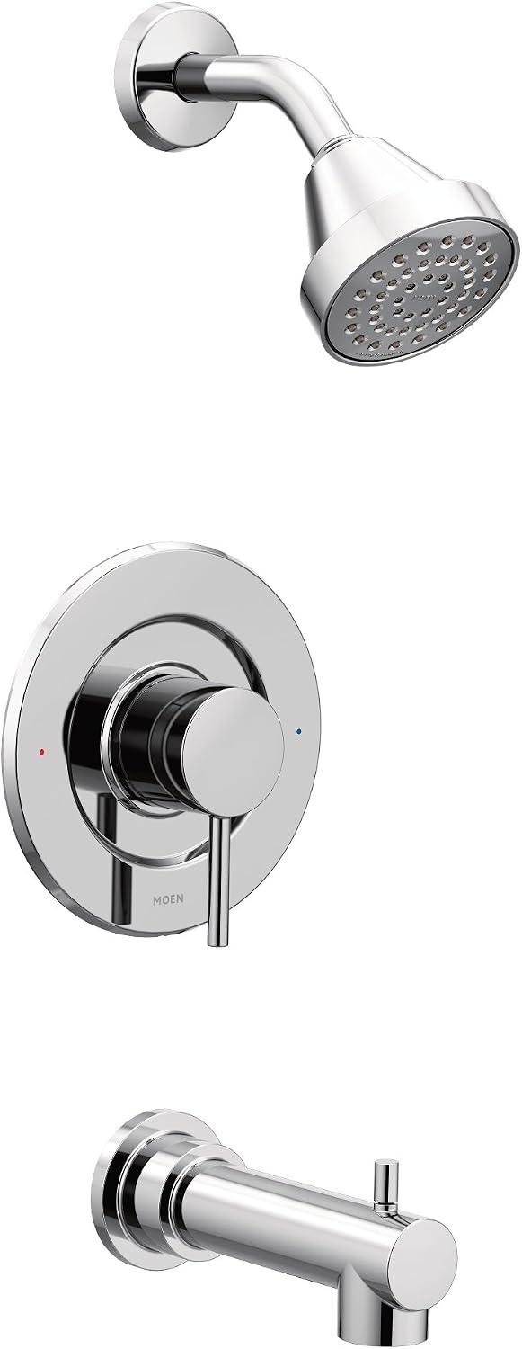 Moen Align Chrome Eco-Performance Posi-Temp Pressure Balancing Modern Tub and Shower Trim Kit, Featuring Shower Head, Lever Handle, and Tub Spout, Valve Required, T2193EP