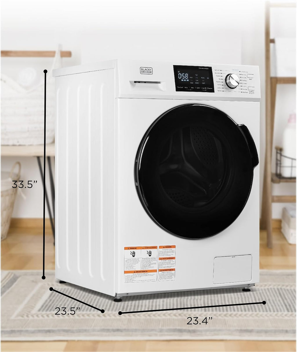 BLACK+DECKER Front Load Washer, 2.7 Cu. Ft. Compact Washing Machine with LED Display & 16 Cycles
