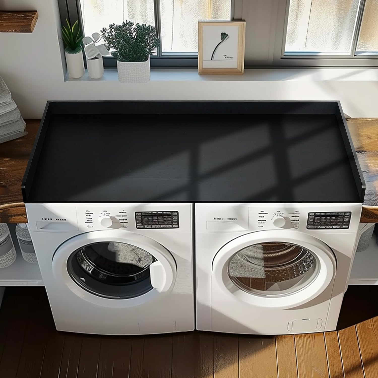 Gashell Washer Dryer Countertop, 27.5' x 54' Bamboo Washer and Dryer Countertop for Laundry Room Organization(Black)