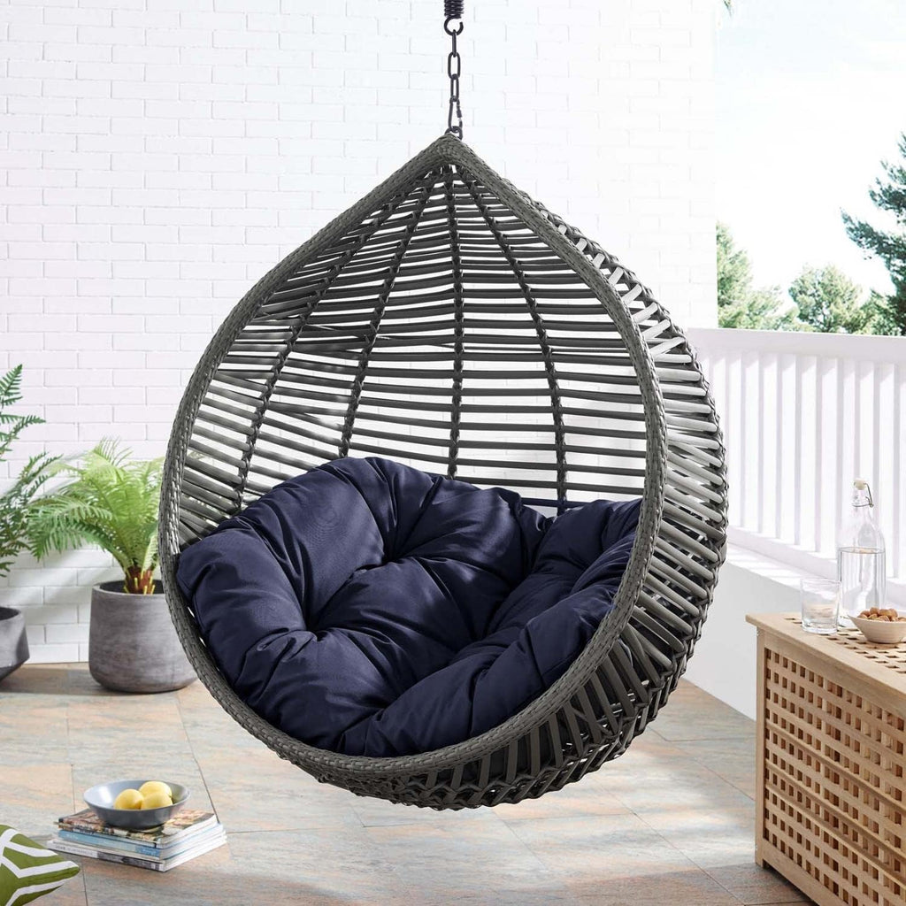 Modway EEI-3637-GRY-NAV Garner Teardrop Outdoor Patio Swing Chair Without Stand, Gray Navy, 28.5 x 41 x 125.5