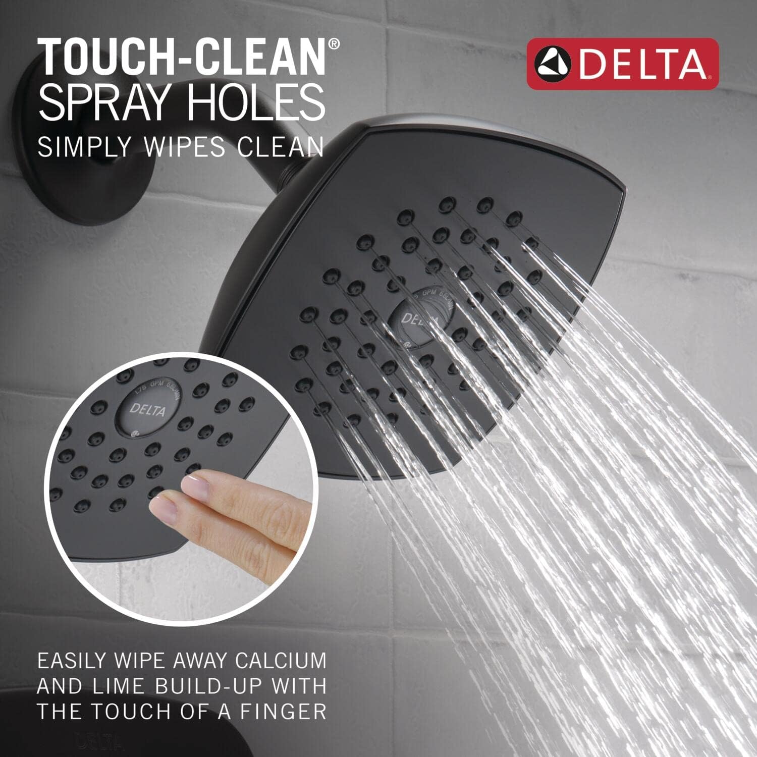 Delta Faucet Modern 14 Series Matte Black Shower Faucet, Tub and Shower Trim Kit with Single-Spray Touch-Clean Black Shower Head, Matte Black T144339-BL-PP (Valve Not Included)