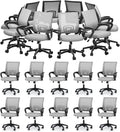 MoNiBloom Mesh Office Chair, Ergonomic Computer Chair for Adults, Rolling Swivel Mid-Back Desk Chair with Lumbar Support, Comfy Armrest for Home Office, Gaming, Light Gray 20 Pack