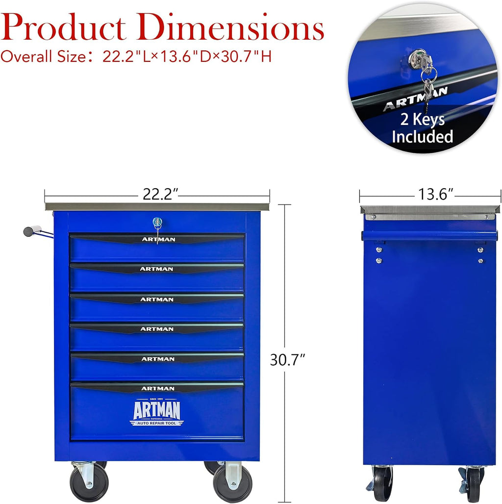 Campfun Tool Cart on Wheels 6 Drawers Rolling Tool Chest Workbench, Metal Tool Cabinet with Extra 7 Tool Storage Boxes, Tool Chest Combo Portable Mechanic Tool Cart for Garage Workshop Warehouse