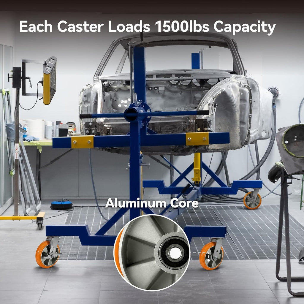 8' Heavy Duty Casters, Industrial Swivel Caster Wheels, Crowned Tread Aluminum Core Thickened Polyurethane Casters Set of 4 with Load 6000lbs Capacity, Wheels for Cart Toolbox (4 Swivel)