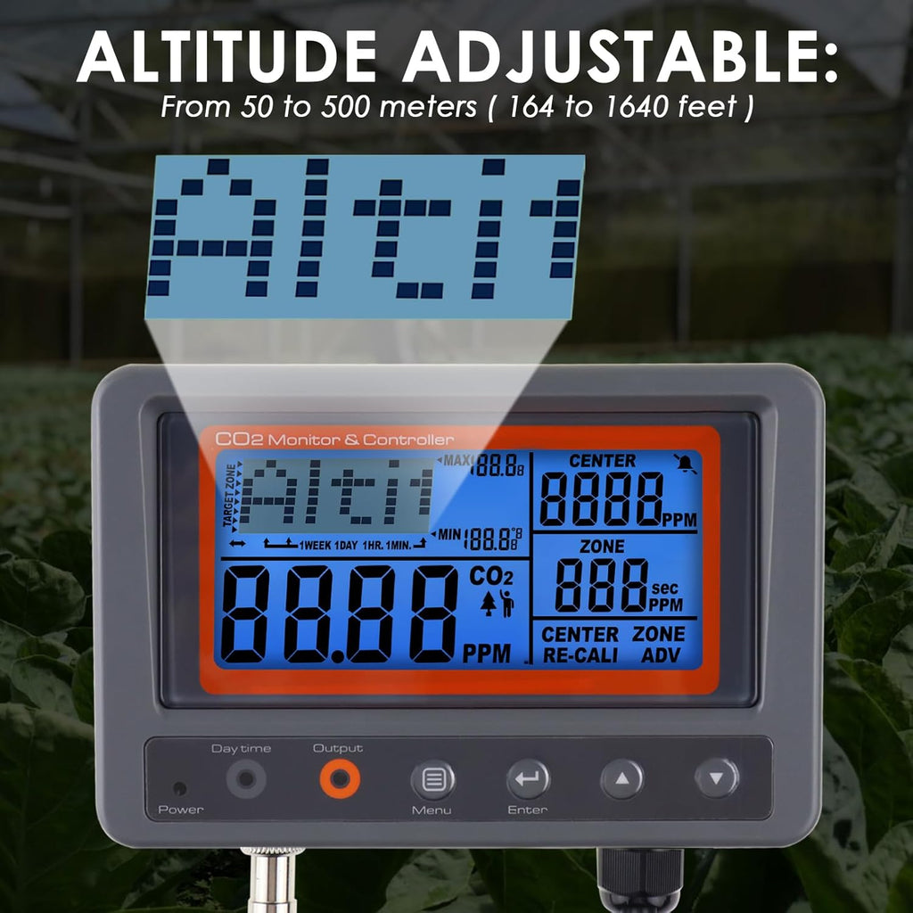 CO2 Controller Carbon Dioxide Controller CO2 Meter Monitor Day and Night Relay Function, NDIR CO2 Sensor for Green House, Grow Rooms, Factory, Home, Office