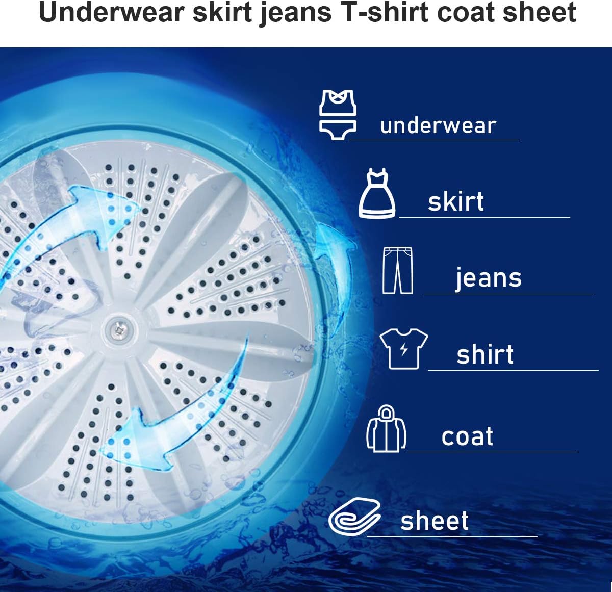 Waterjoy Portable Washing Machines, 7.7 lbs Load Capacity Portable Washer and Dryer Combo with Built-in Barrel Light & LED Display for Household and Apartment （Blue）