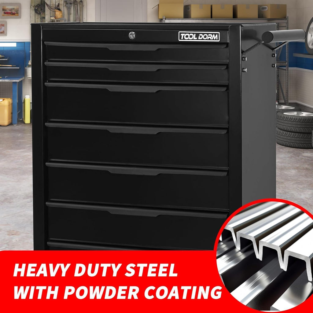 Rolling Tool Chest, 7-Drawer Small Tool Cabinet, Metal Tool Box with Wheels & Locking System, Ergonomic Push-Pull Handle for Garage, Workshop, Warehouse Organizer & Storage