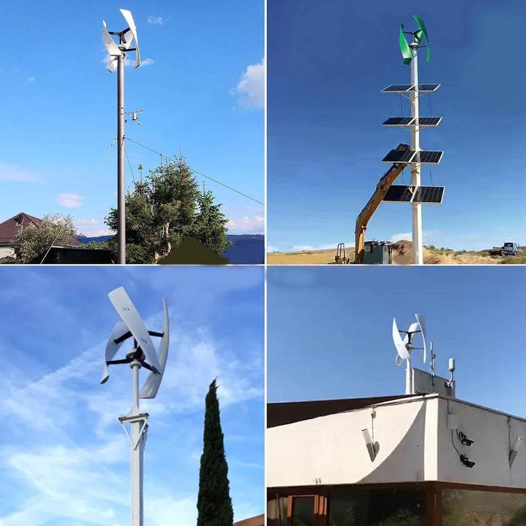 3000W/5000W/6000W Noiseless Wind Turbine Generator,12V 24V 48V 220V W/Controller & 3 Blades AC Permanent Magnet Generator Wind Turbine Kit for Outdoor Use