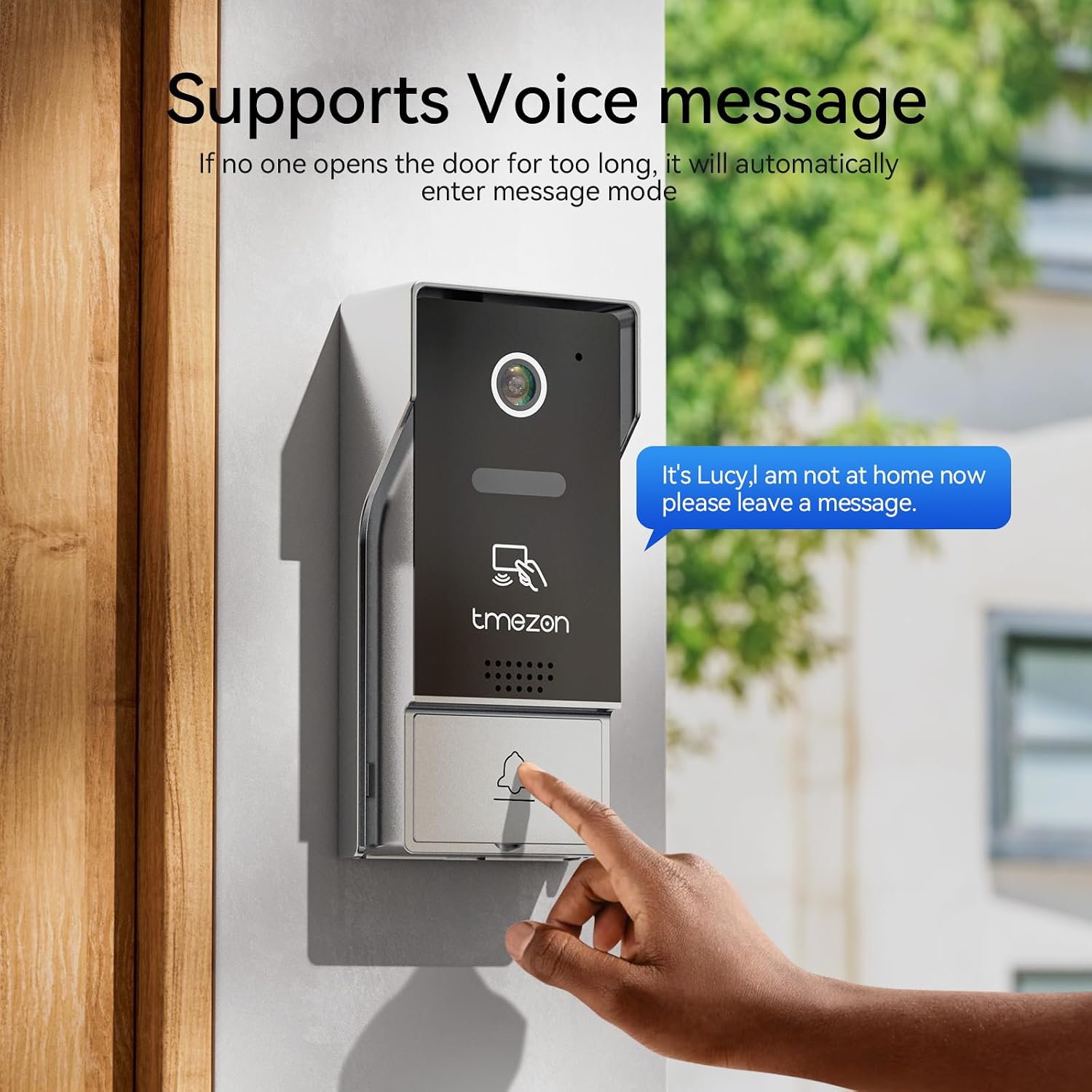 TMEZON 4-Wire 7 Inch Tuya 1080P WiFi Smart Video DoorPhone Intercom System with Wired Doorbell Password/Card Swipe Touchscreen