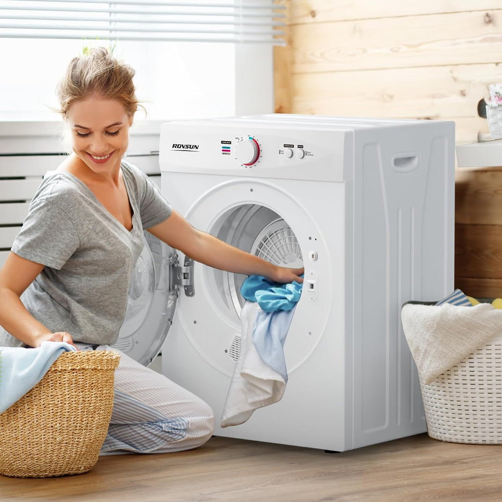 ROVSUN 1.8 Cu.Ft Portable Clothes Dryer, Front Load Dryer Machine, Compact Laundry Dryer with Stainless Steel Tub for Apartment, Home, Dorm (Classic Knob Control)