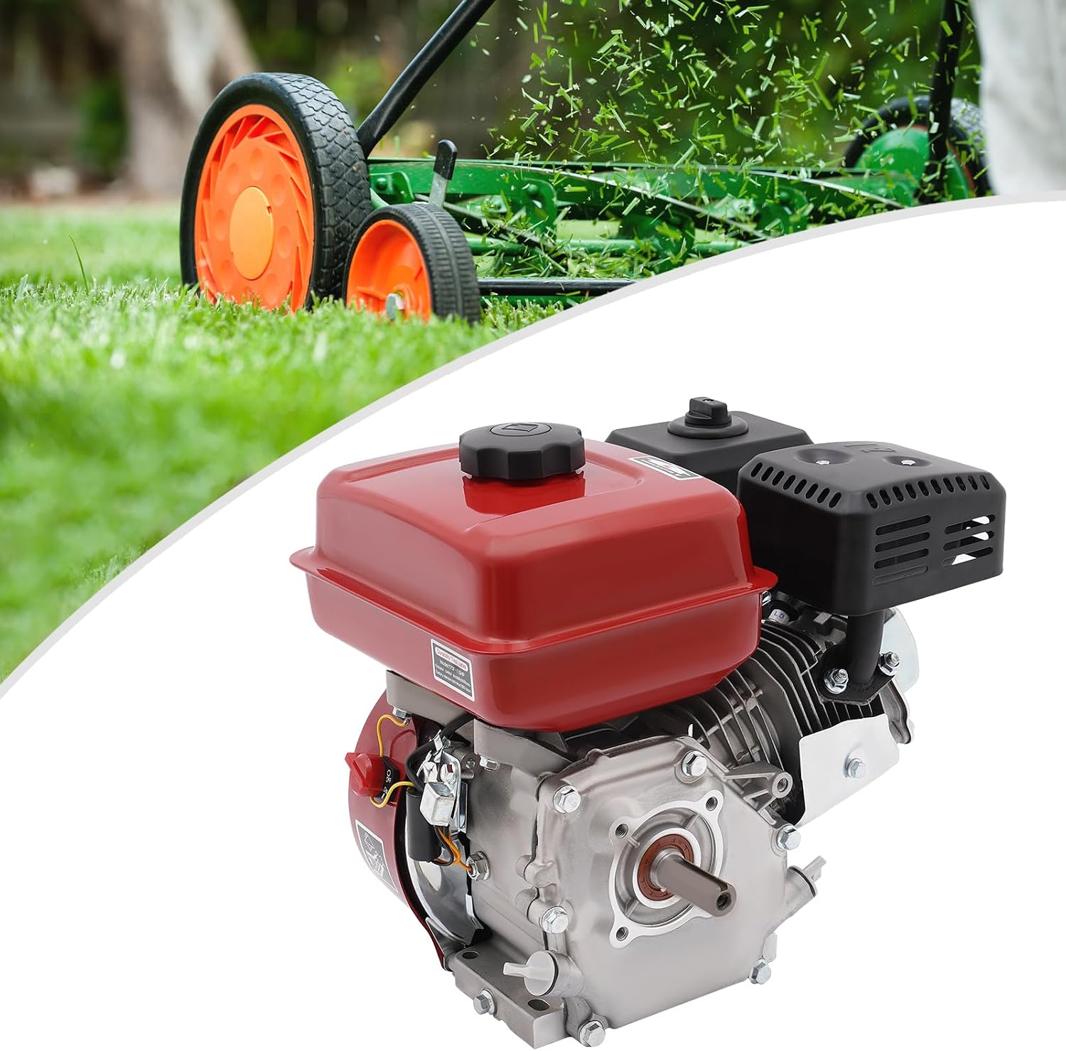 212cc 4-Stroke Pull Start Petrol Engine w/0.95Gal Fuel Tank,3000W 7.5HP Horizontal Air Cooled Single Cylinder Home-use Gas Engine for Water Pumps,Vibrators,Generators,Puffers,Threshers.