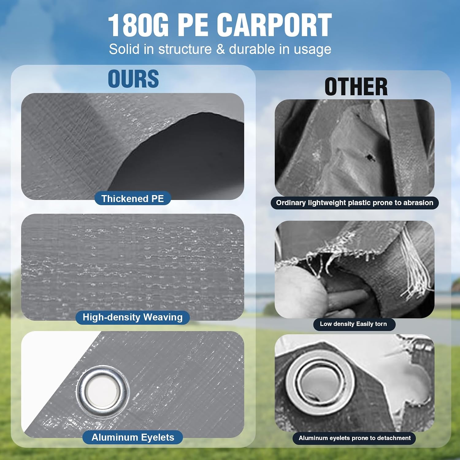 Canopy Sidewalls for 10x20x9.35FT Carport with Ball Bungee Cords, Shelter Logic Replacement Covers Canopy Walls for Car Tent Garage(Sidewalls Only) (Grey)