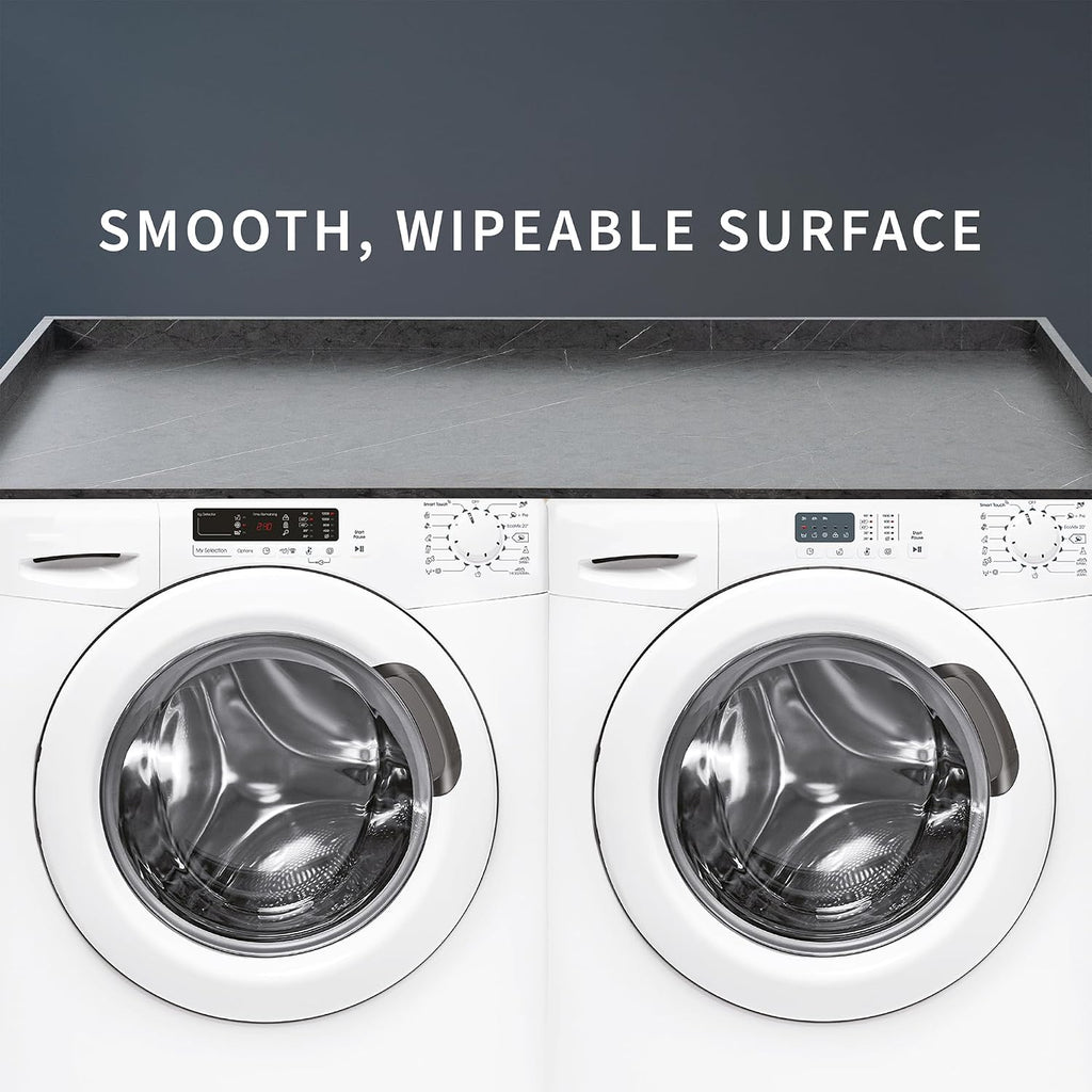 Life Finds 54 inch Washer Dryer Countertop with Safety Ledge for Laundry Room Organization, Black Marble Pattern, LF-WDCT1BM