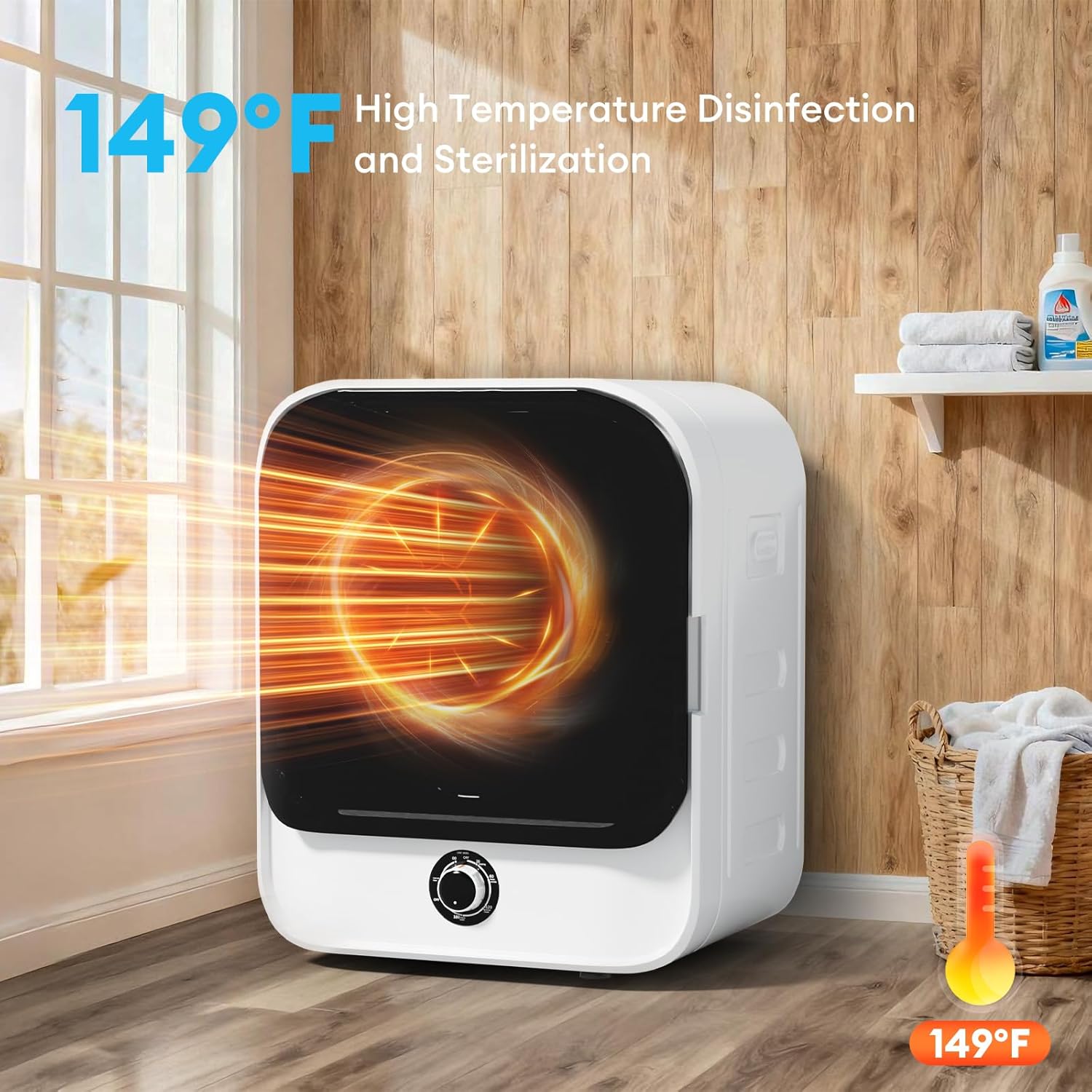 TABU Washer and Dryer Combo, Compact 2.6 Cu.Ft Dryer with Stainless Steel Inner Tub & Compact 18LBS Full-Automatic Washing Machine with 10 Washing Programs, White&White