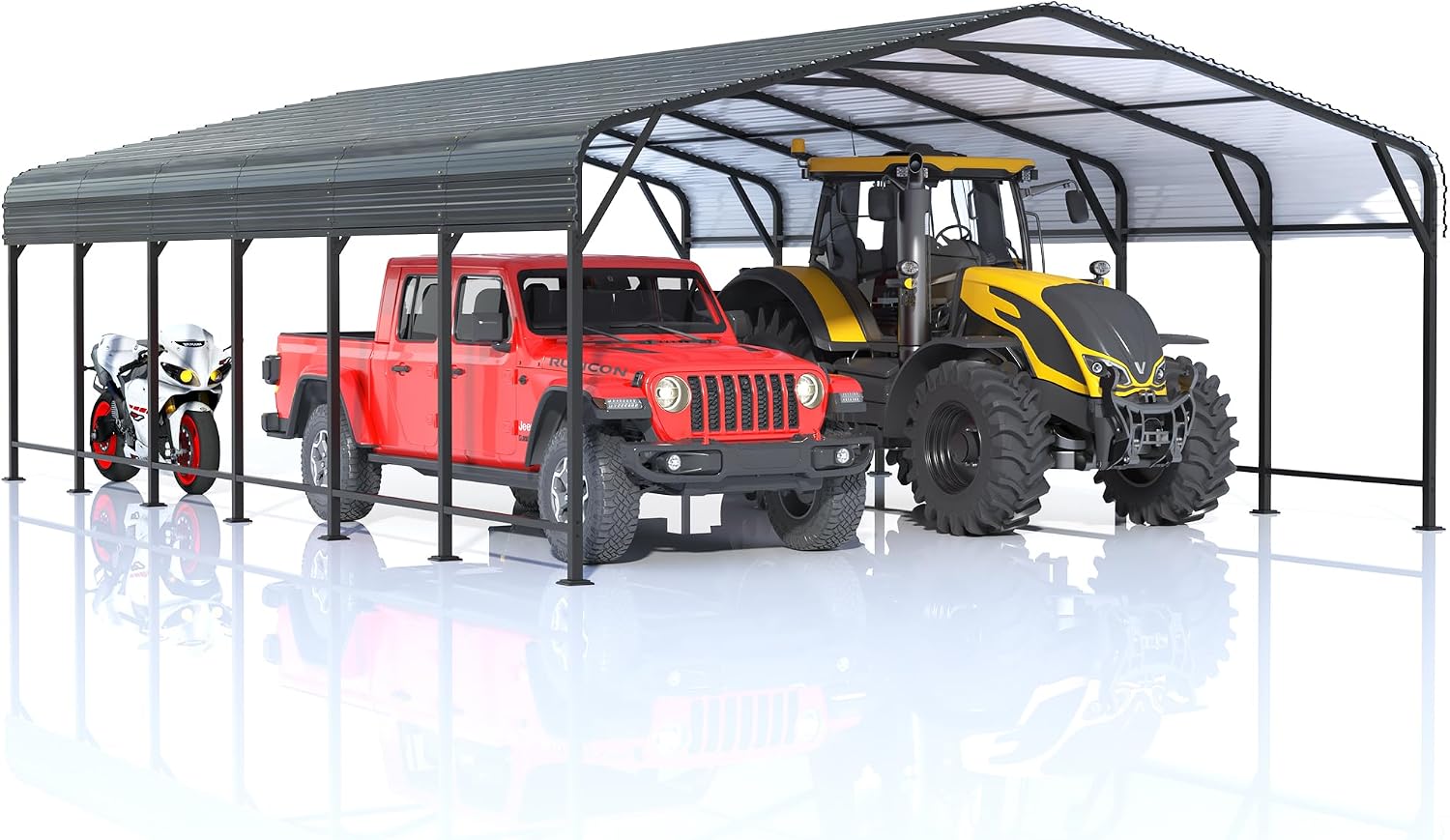 AirWire 20x30 FT Metal Carport Canopy Heavy Duty with Reinforced Base and Galvanized Steel Roof & Frame, 2 Car Garage Shelter for Cars, Boats and Trucks
