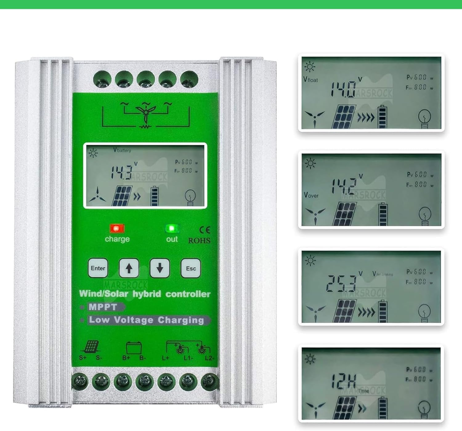 3000W Wind Solar Hybrid Charge Controller for Max 2000W Wind Turbine Generator 1000W Solar Panel Auto MPPT Charge