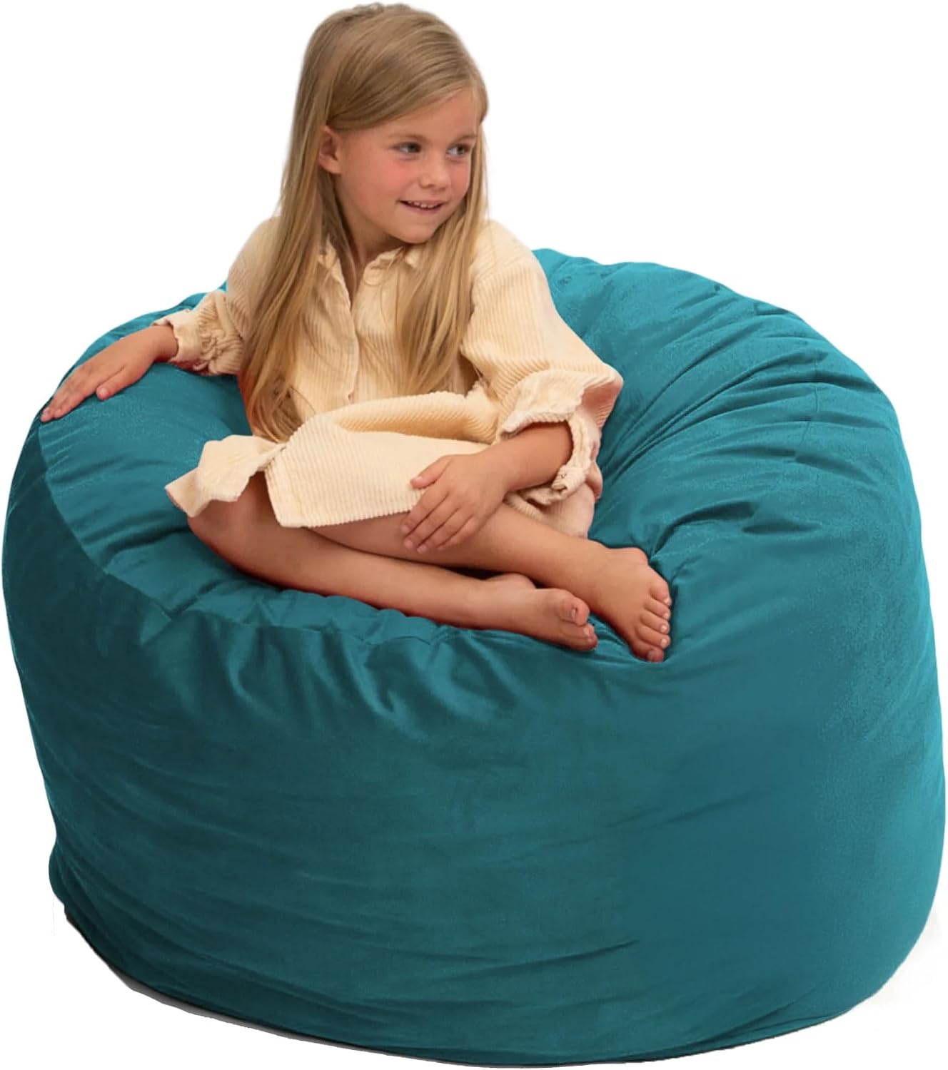 Ultimate Sack 3000 3-Foot Bean Bag Chair, Teal Suede Cover – Oversized Foam Lounger, Floor Seat, Small Sofa, or Couch Bed for Living Area, Gaming Room, or Reading Lounge