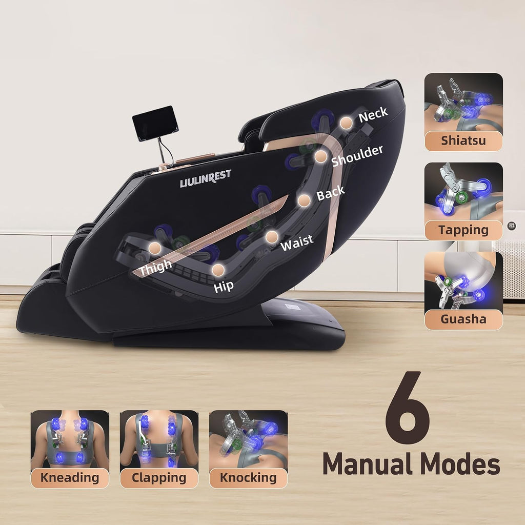2026 4D Massage Chair Full Body, Zero Gravity Massage Chair with SL-Track & Heating, Massage Shiatsu Recliner Chair with Smart Voice Control, Touchable Screen, Airbags, Foot Rollers (BLACK)