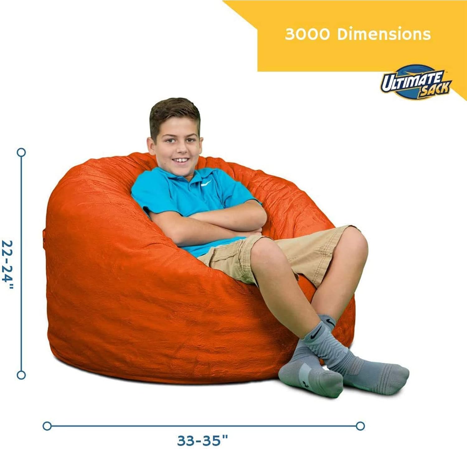 ULTIMATE SACK 3000 3-Foot Bean Bag Chair, Purple Suede Cover – Oversized Foam Lounger, Floor Seat, Small Sofa, or Couch Bed for Living Area, Gaming Room, or Reading Lounge