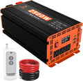 2500W Power Inverter 12V DC to 110V/120V AC Converter for RV/Truck/Boat/Camping/Off-Grid Solar Car Power Inverter Peak Power 5000W with 3 AC Outlets,USB & Type-C Port, Remote Controller & LCD Screen