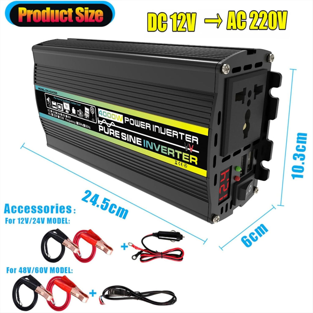 Solar System Kit - 3000W/4000W Inverter with 50A MPPT Controller and 50W Foldable Solar Panel, Home Grid Generator (800W, 12V-110V)