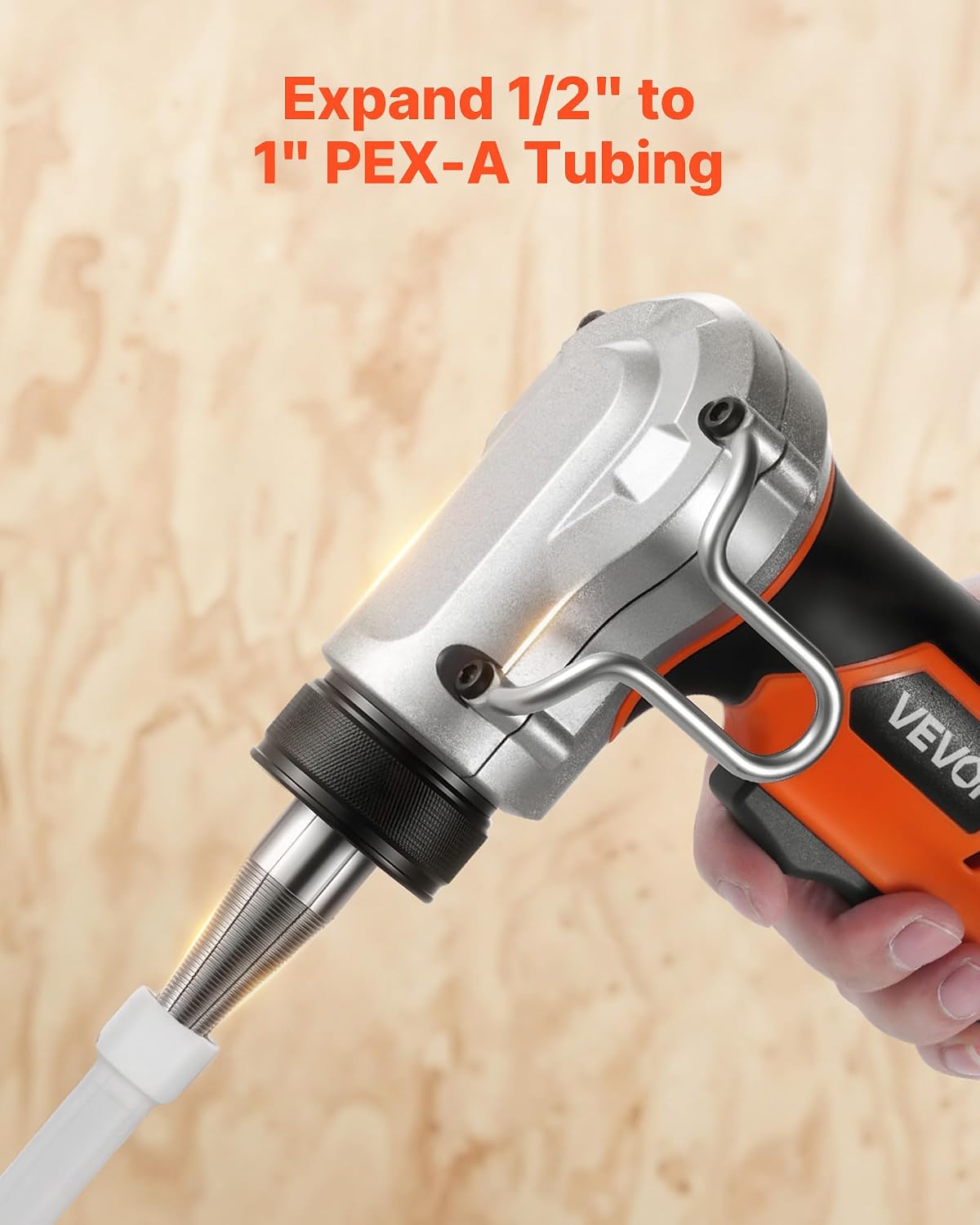 VEVOR Cordless Tube Expander, 20V Max Electric Tubing Expansion Tool for 1/2', 3/4', 1' PEX-A Pipes, 22000RPM Pipe Expander with 3 Expanding Head, 2pcs 2AH Battery, Fast Charger & Carrying Case
