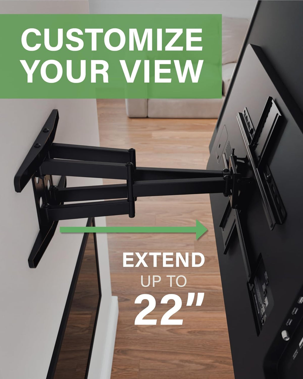 SANUS Premium Full Motion TV Mount for 42'-90' TVs - Sturdy & Smooth Extension, Swivel and Tilt for Big TVs - Universal Design Fits Samsung, LG, Vizio, TCL & More - Easy Installation -OLF22