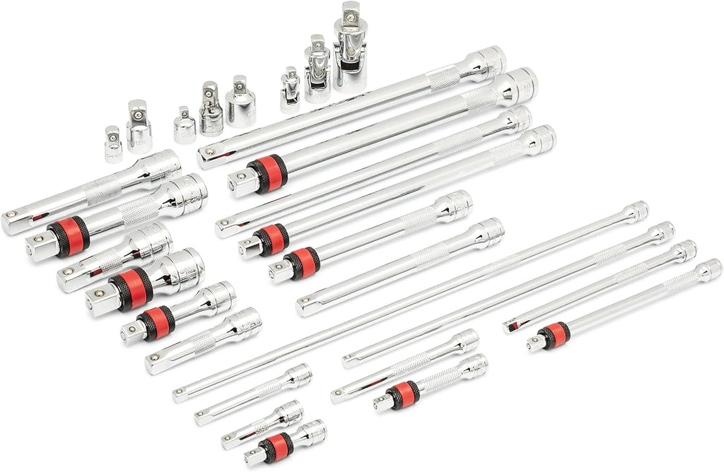 GEARWRENCH 29 Piece 1/4', 3/8', 1/2' Drive Chrome Tool Accessories Set with EVA Foam Tray - 86523