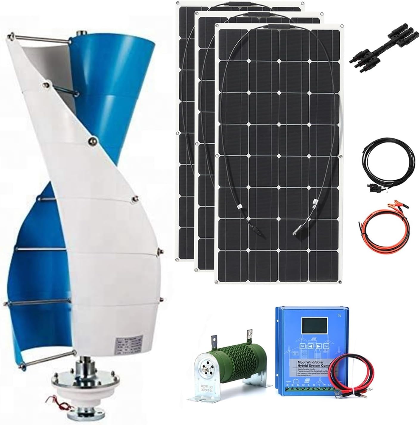 3000W Wind Turbine Generator Kit 12V 24V 48V 96V 120V With 300W Solar Panel And Controller Vertical Axis Wind Turbine Free Energy Windmill Home Use Three Phase Generator(120V)