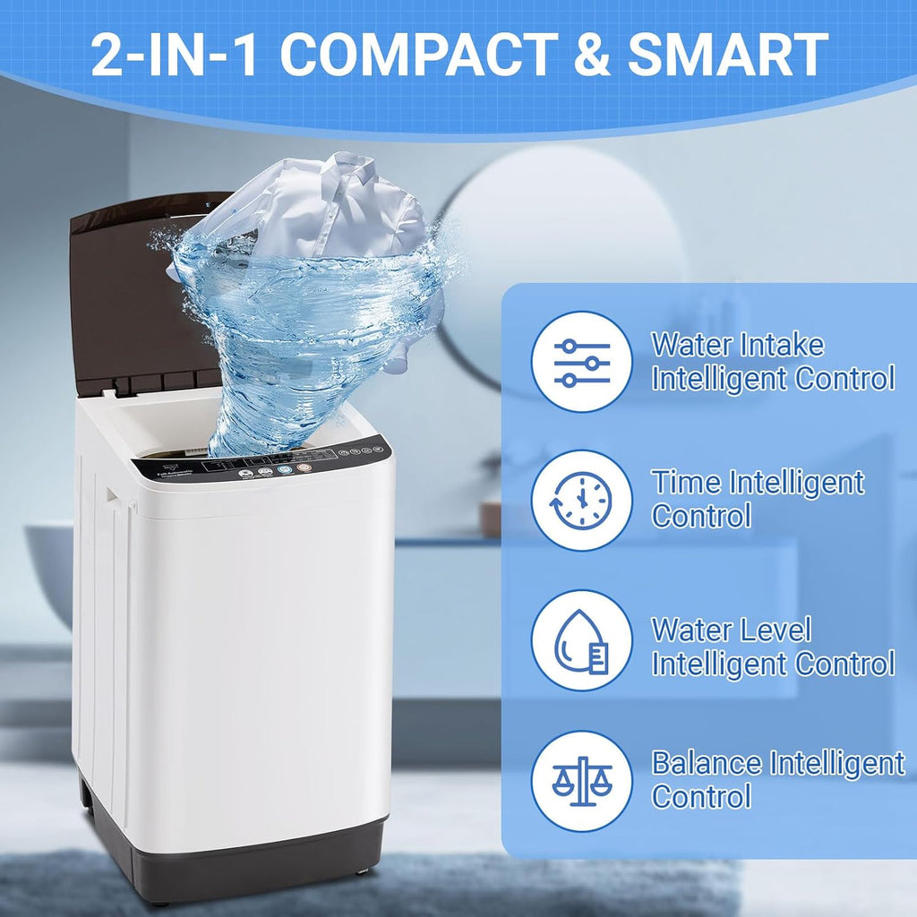 Erivess 2.0 Cu Ft Compact Washing Machine, 16 lbs Portable Washing Machine with 8 Wash Programs, Compact Laundry Washer for Homes & Apartments, Dorm, Small Spaces