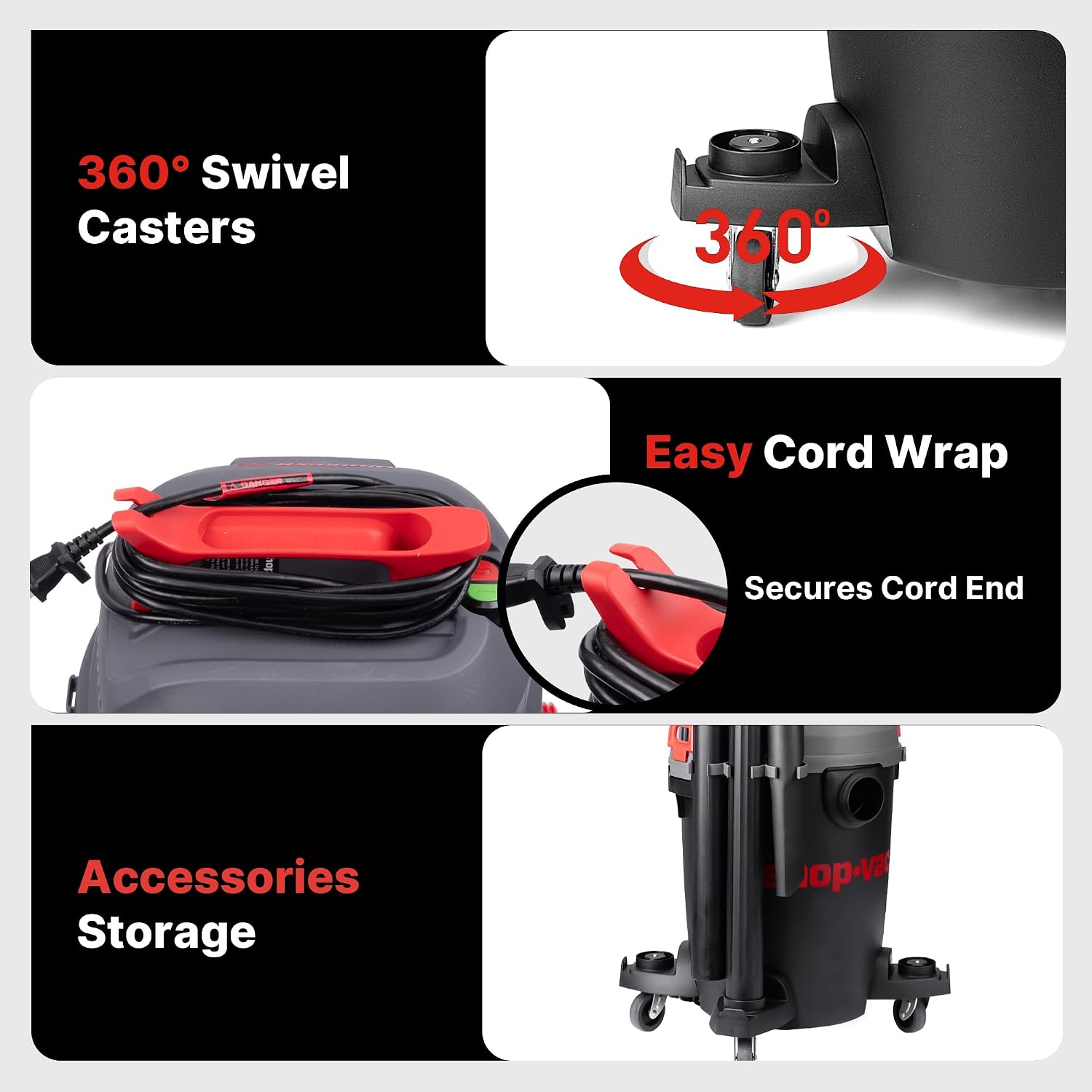 Shop-Vac 6 Gallon Ultra Quiet Shop Vacuum Wet and Dry, 4.5HP Powerful Suction Wet/Dry Vacuum with Attachments, 1-7/8 in. x 7 Ft Hose, 15 Ft Cord, Ideal for Jobsite, Garage, Workshop & Home, 5430541