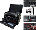 3-Drawer Tool Chest with 439-Piece Mechanics Tool Set | Heavy-Duty Steel Portable Tool Box with Complete Socket & Wrench Kit for Workshop, Garage, and Home Use (Black)