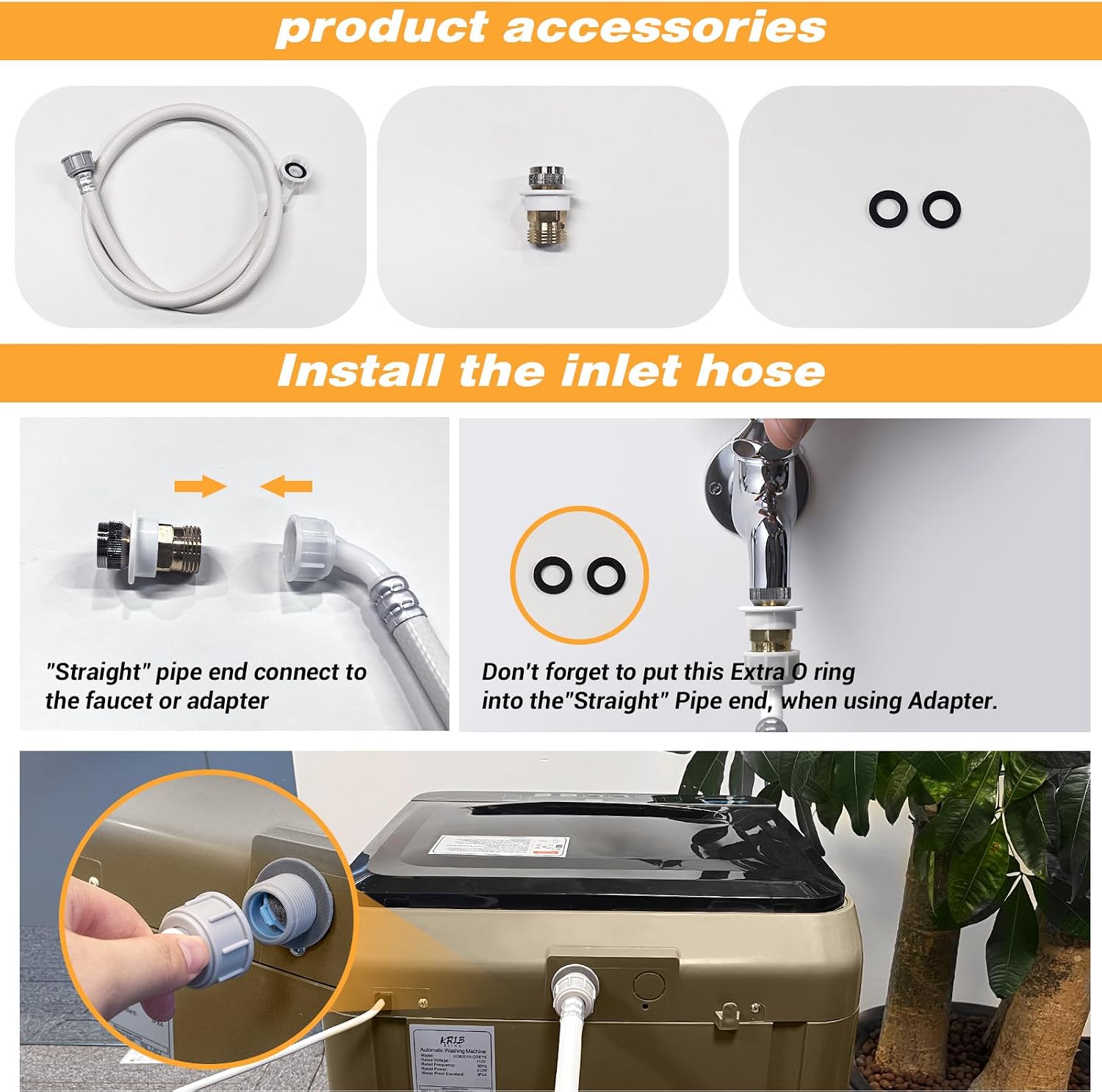 Portable Washing Machine Full Automatic 17.7lbs Small Washing Machine for Apartment 10 Wash Program with Drain Hose, Portable Washer Machine for Dorm, College, RV, Golden