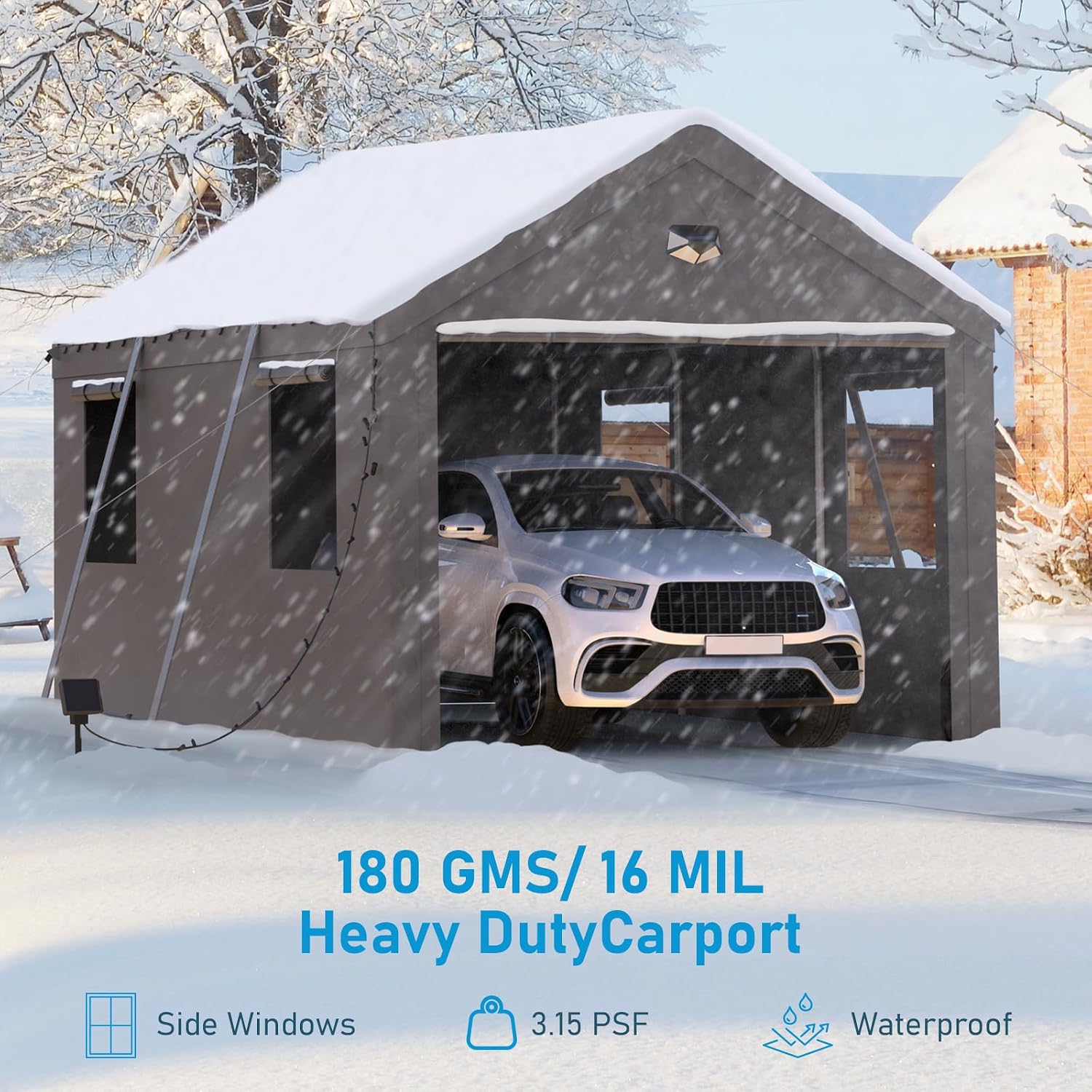 Carports Canopy Heavy Duty, Portable Garage with Sidewalls (10x16, Grey)