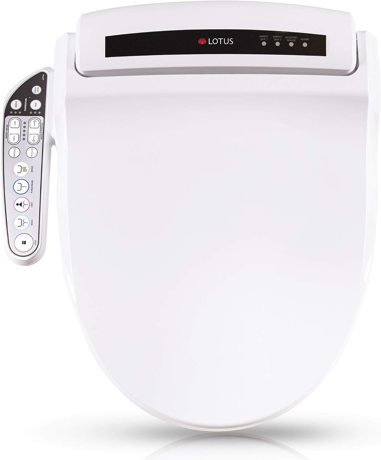 Lotus Bidet ATS-909 Round with Enema Wash (Purestream) for constipation relief, Heated Seat, Multi Modes Wash, Air Dryer, Deodorizer, Easy DIY Installation, Made in Korea