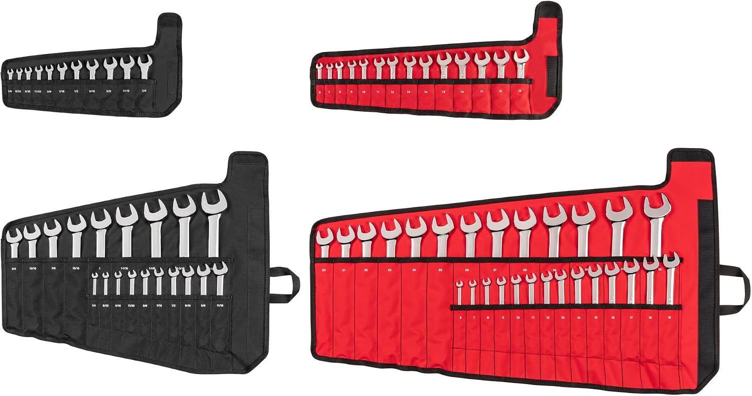 TEKTON Stubby and Standard Length Combination Wrench Set with Rolls, 71-Piece (1/4-1-1/4 in., 6-32 mm) | WCB94903