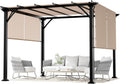 Joyside 10x10 Outdoor Pergola with Retractable Shade Canopy, Heavy-Duty Patio Metal Pergola with 4 Roller Shade Roof for Deck, Garden Use
