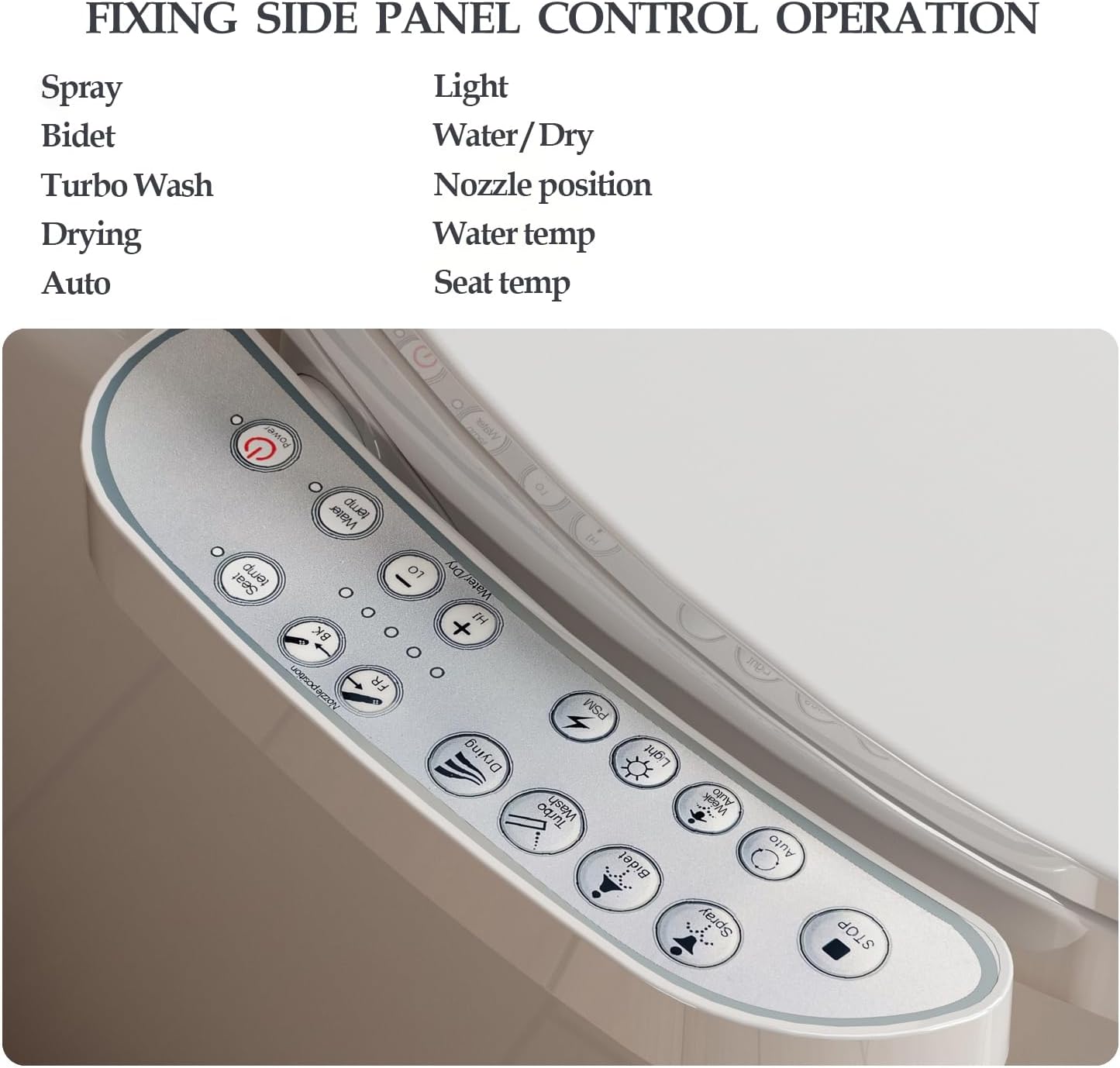 XCQQ Bidet Toilet Seat, Bidet Seat With Warm Water Wash, Heated Seat, Air Dryer, Soft Close Lid, Night Light, Self Cleaning Nozzle, LED Display, Requires Outlet - Round