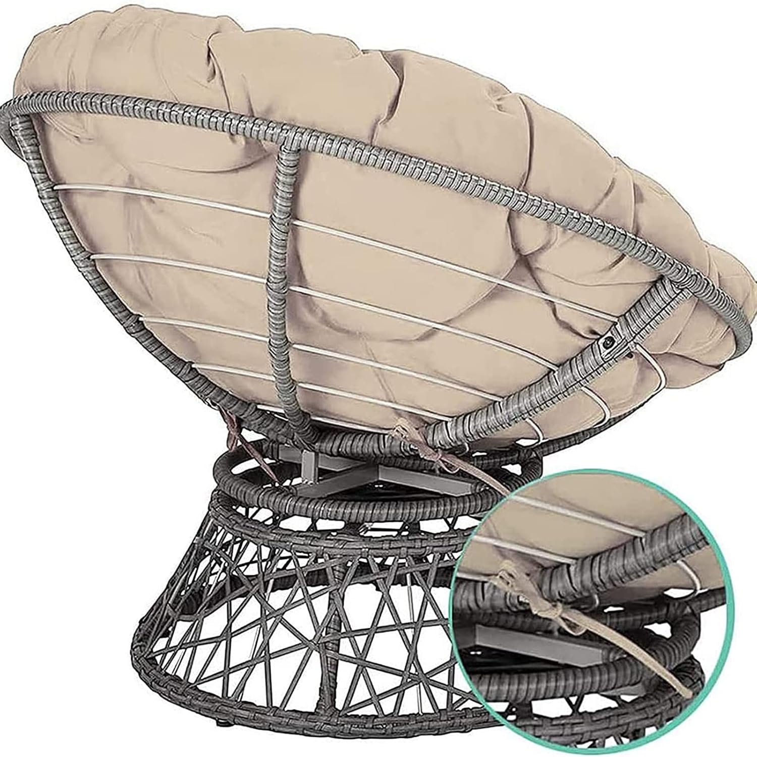 Papasan Outdoor Chair Cushion 110x110cm, Outdoor Cushion for Papasan Round Chair, Garden Swing Cushion Replacement, Soft Thicken Comfy Hanging Basket Chair