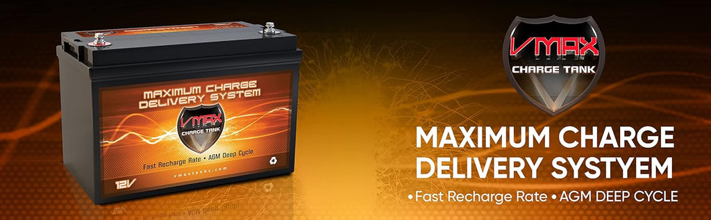 VMAXSLR125 AGM deep cycle 12V 125AH battery for Use with gas or electric power backup generator or smart charger for off grid power systems