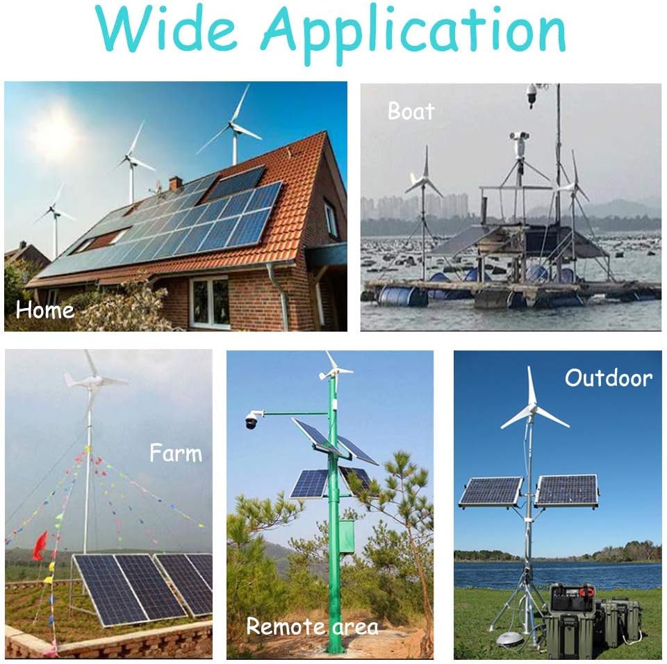 2440W Solar Panel Wind Turbine Generator Kit with 1000W 48V Windmill and 12pcs 120W Monocrystalline Glass Solar Panels for Home Farm Green House