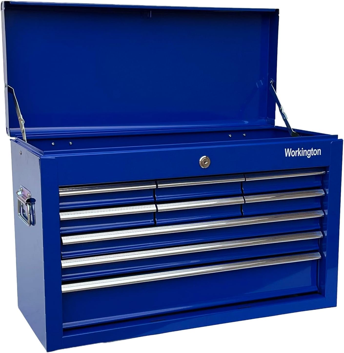 Workington Portable Metal Tool Chest with 9 Drawers, 24' 9-Drawer Tool Chest Cabinet with Ball Bearing Drawer Slides, Steel Tool Storage Box Organizer 4006 Blue